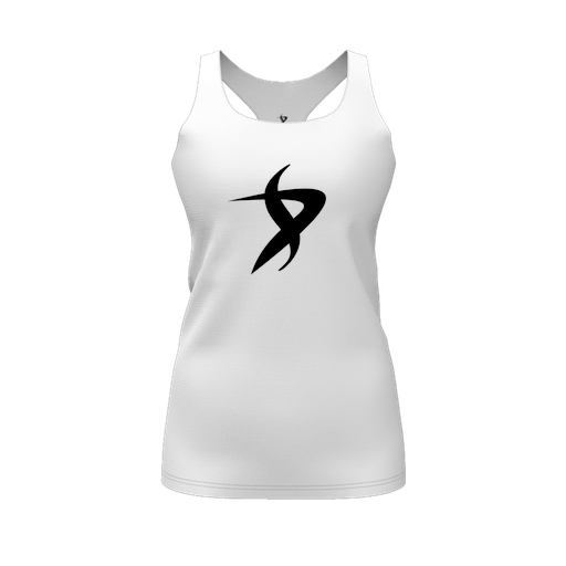 [CUS-DFW-RCBK-PER-WHT-FYS-LOGO1] Racerback Tank Top (Female Youth S, White, Logo 1)