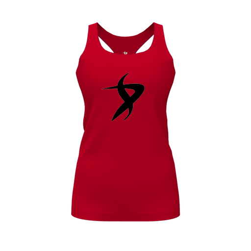 [CUS-DFW-RCBK-PER-RED-FYS-LOGO1] Racerback Tank Top (Female Youth S, Red, Logo 1)