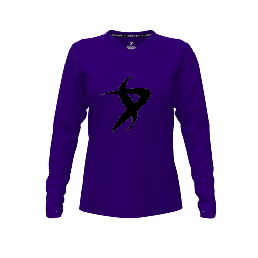 [CUS-DFW-TEES-CMF-VNK-LSL-PUR-FYXS-LOGO1] Comfort T-Shirt (Female Youth XS, Purple, V Neck, Logo 1, Long Sleeve)