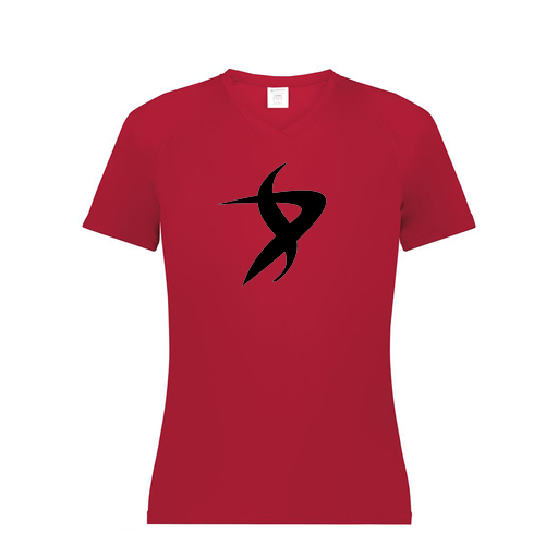 [2792.083.XS-LOGO1] Ladies Smooth Sport V-Neck T-Shirt (Female Adult XS, Red, Logo 1)