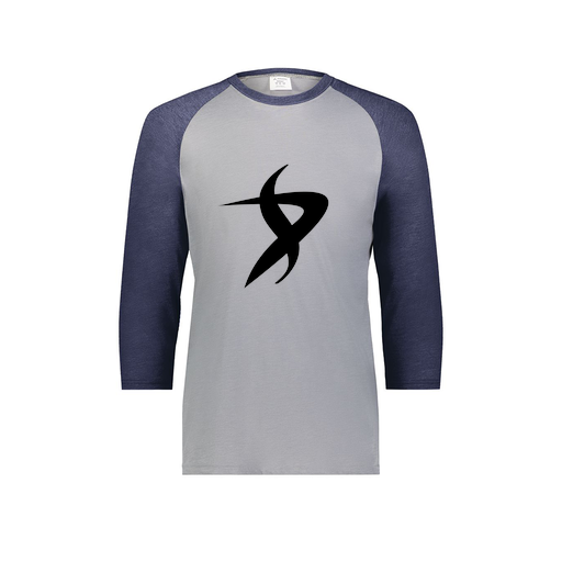 [6879.29V.S-LOGO1] Men's Vintage 3/4 Sleeve T-Shirt (Adult S, Navy, Logo 1)