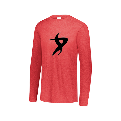 [3075.V96.XS-LOGO1] Decker Men's Tri-Blend T-Shirt - Long Sleeve (Adult XS, Red, Logo 1)