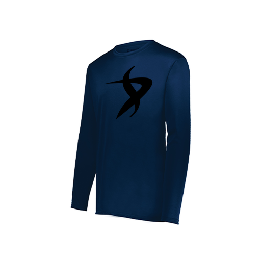 [222823.065.S-LOGO1] Youth LS Smooth Sport Shirt (Youth S, Navy, Logo 1)