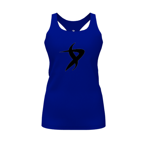 [CUS-DFW-RCBK-PER-RYL-FYS-LOGO1] Racerback Tank Top (Female Youth S, Royal, Logo 1)