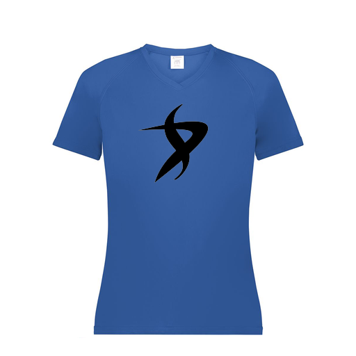 [2792.060.XS-LOGO1] Ladies Smooth Sport V-Neck T-Shirt (Female Adult XS, Royal, Logo 1)