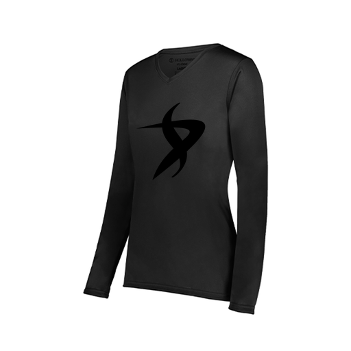 [222824.080.S-LOGO1] Ladies LS Smooth Sport Shirt (Female Adult S, Black, Logo 1)